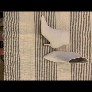 White heeled ankle boots